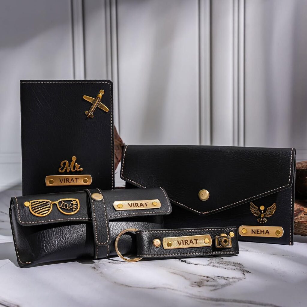 Premium Vegan Leather 4-Piece Personalized Gift Set for Men